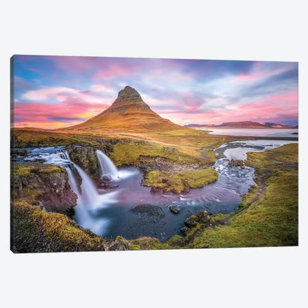 Kirkjufell Autumn Colors Iceland Canvas Print #MAO54} by Marco Carmassi Canvas Wall Art