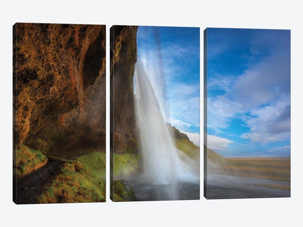 Waterfall Iceland by Marco Carmassi 3-piece Canvas Art Print