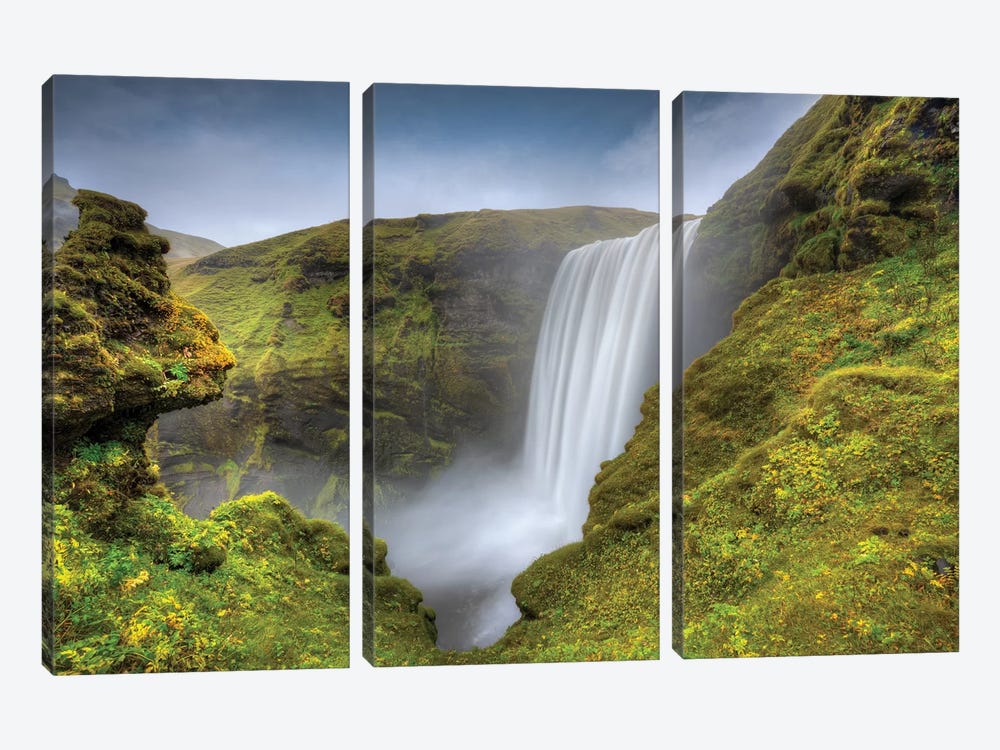 Wild Waterfall Iceland by Marco Carmassi 3-piece Canvas Print