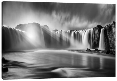 Godafoss Rays Canvas Art Print - Waterfall Art