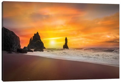 The Golden Sunlight Canvas Art Print - Beach Sunrise & Sunset Art