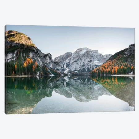 Braies Lake Reflections Canvas Print #MAO71} by Marco Carmassi Canvas Art Print