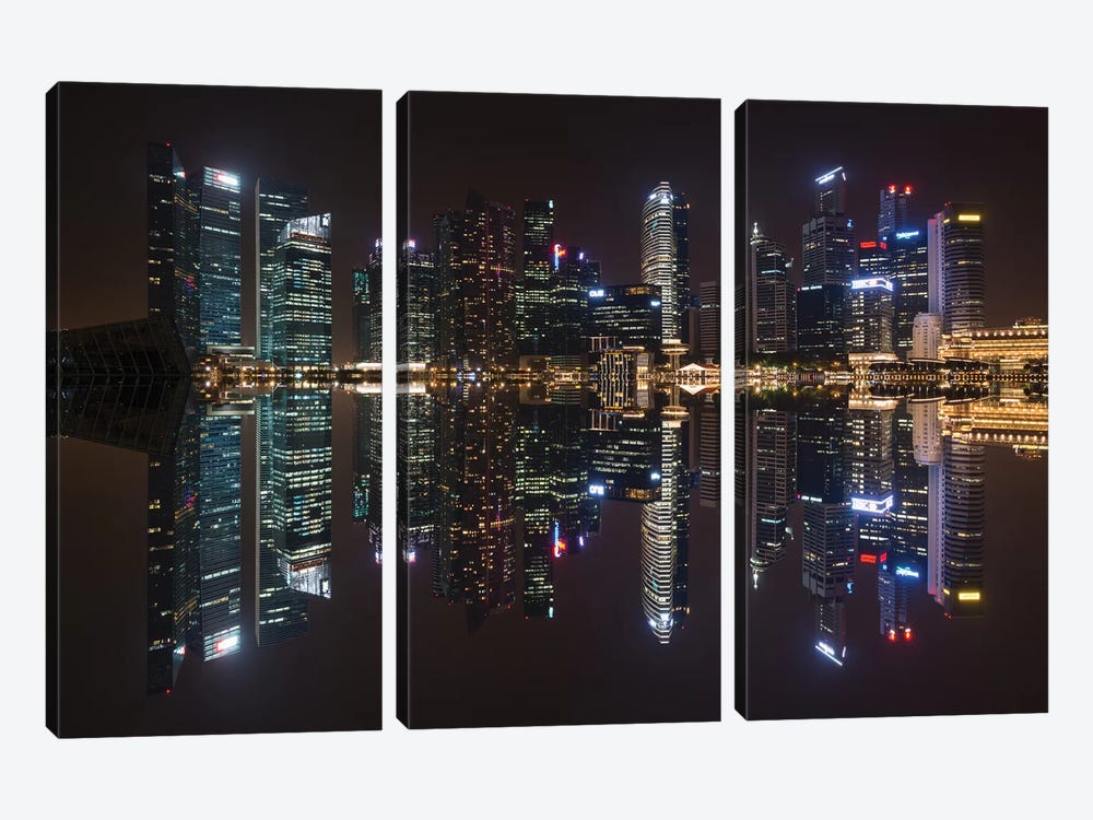 Singapore Skyline by Marco Carmassi 3-piece Canvas Wall Art