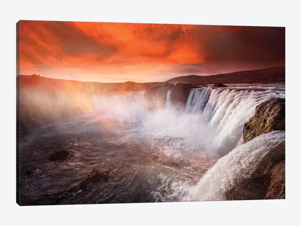 Godafoss Deep Red by Marco Carmassi 1-piece Canvas Print