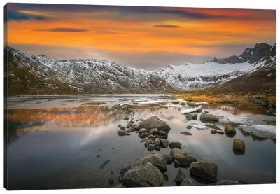 Lofoten Warm Sunset Canvas Art Print - Norway Art