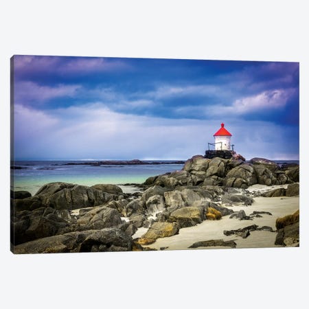 Lighthouse On Rocks Canvas Print #MAO83} by Marco Carmassi Canvas Wall Art