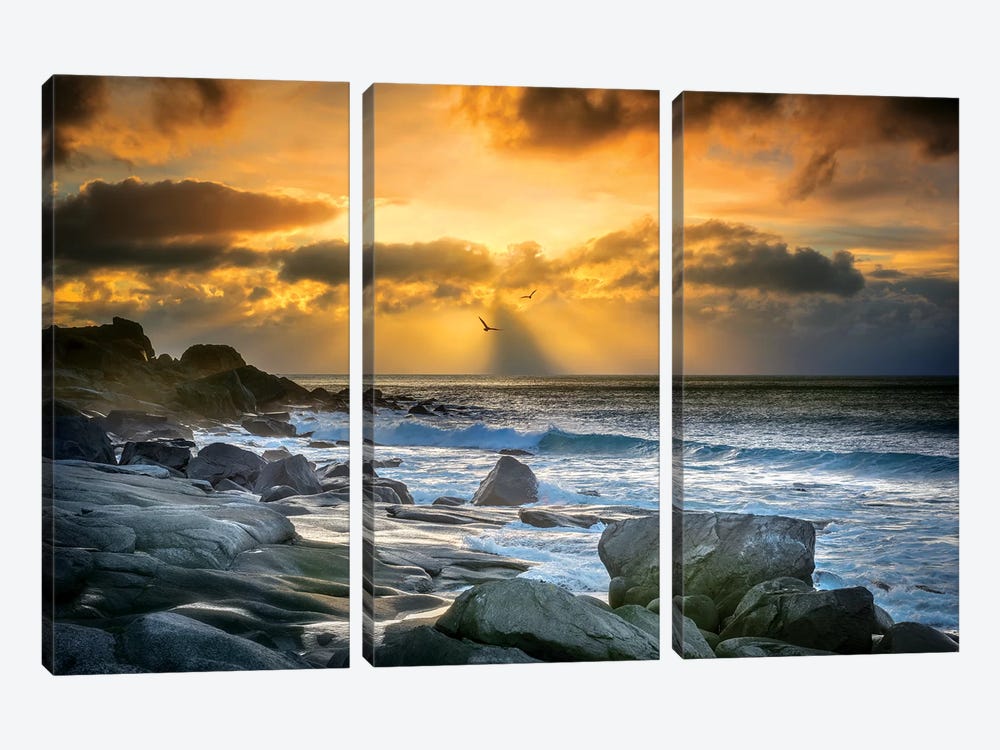 Lofoten Beach And Stones by Marco Carmassi 3-piece Canvas Wall Art