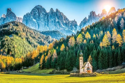 Val Di Funes Small Church by Marco Carmassi multi panel art