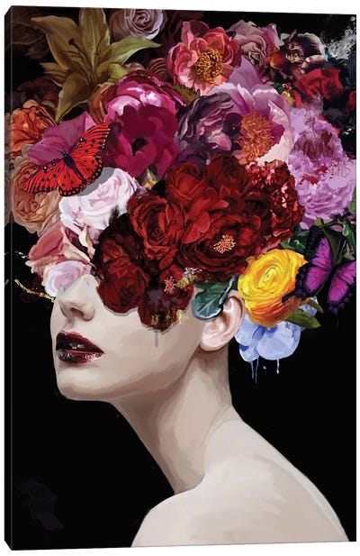 Lily With Flowers And Butterflies Canvas Art Print - Marcio Alek