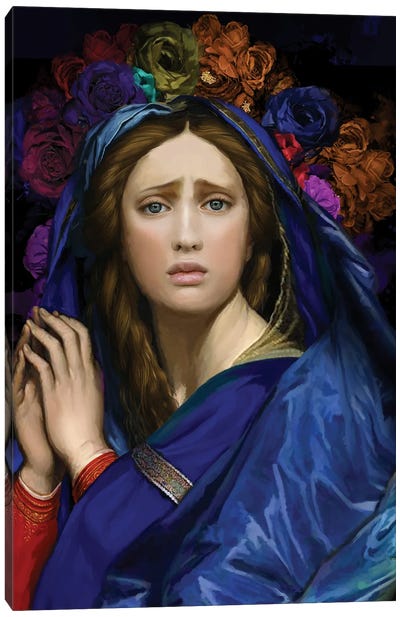 Our Lady With Flowers On Her Head Canvas Art Print - Marcio Alek