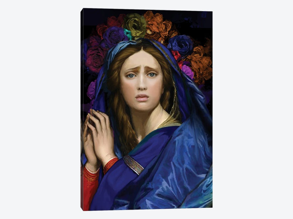 Our Lady With Flowers On Her Head by Marcio Alek 1-piece Canvas Wall Art