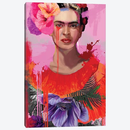 Frida With Flowers Canvas Print #MAQ66} by Marcio Alek Canvas Print
