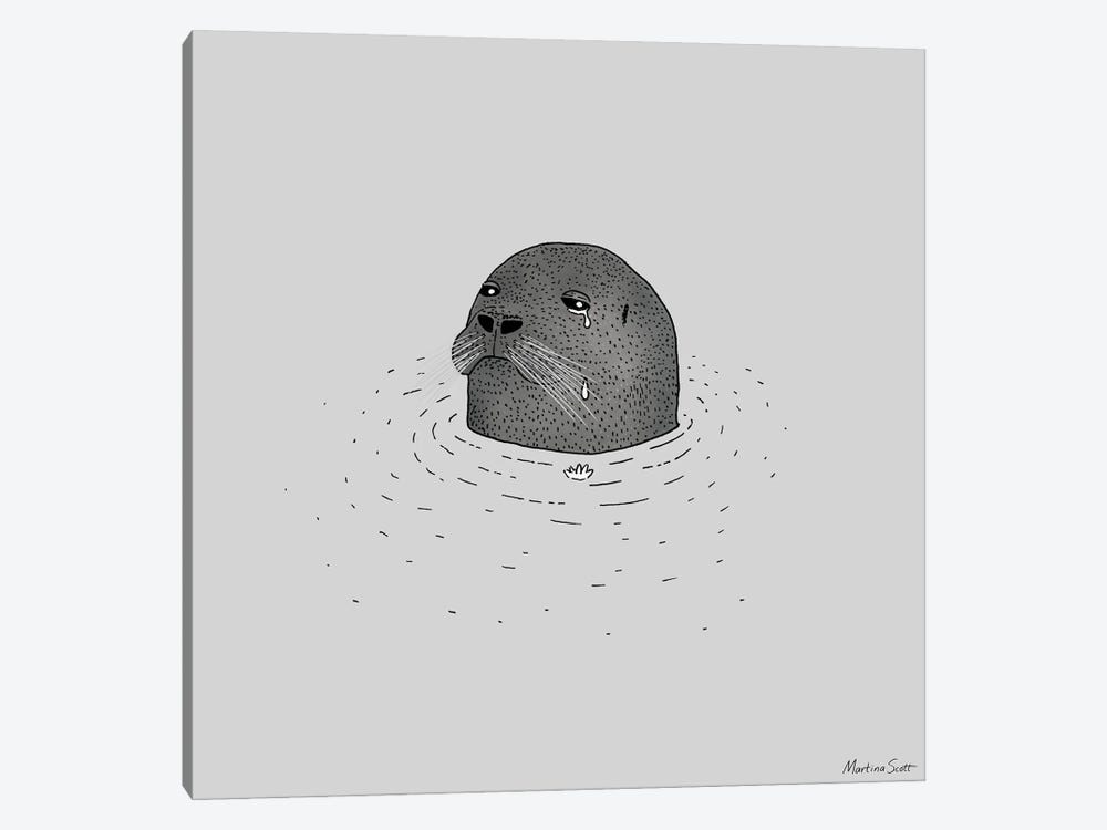 Sad Seal by Martina Scott 1-piece Art Print