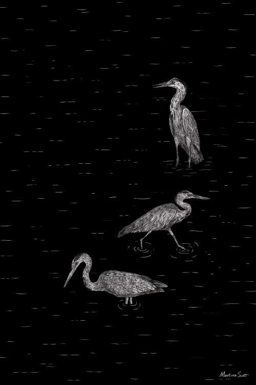 Three Herons (Black Edition)