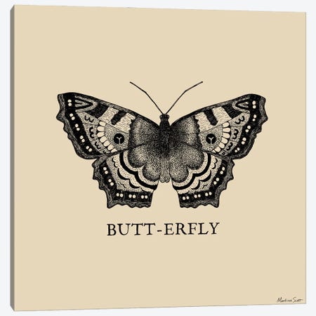Butt-Erfly Canvas Print #MAS10} by Martina Scott Canvas Art Print