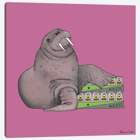 Weekend Walrus Canvas Print #MAS110} by Martina Scott Canvas Wall Art