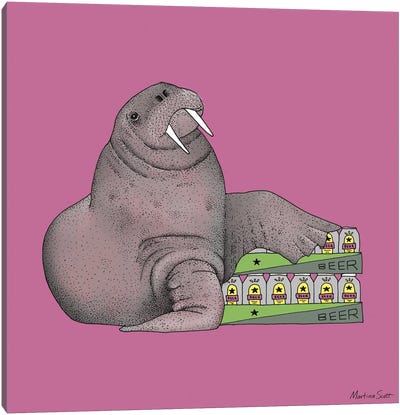 Weekend Walrus Canvas Art Print - Beer Art