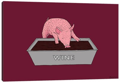Wine Pig Canvas Art Print - Martina Scott