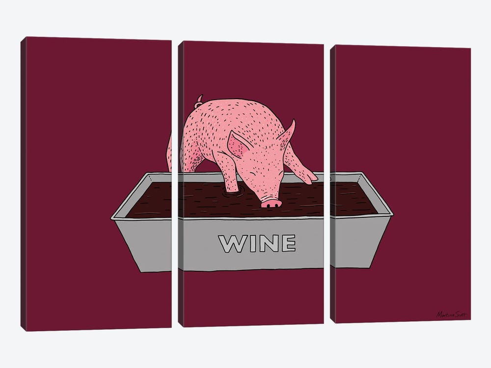 Wine Pig by Martina Scott 3-piece Art Print