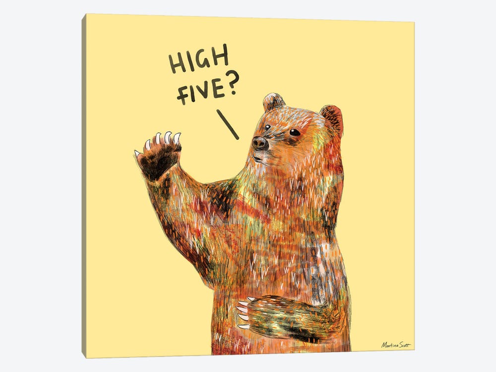 High Five Bear by Martina Scott 1-piece Canvas Art Print