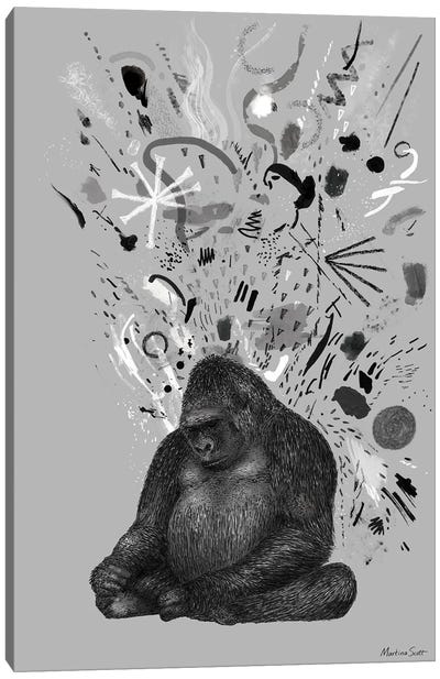 Moody Gorilla Canvas Art Print - Gorilla Art