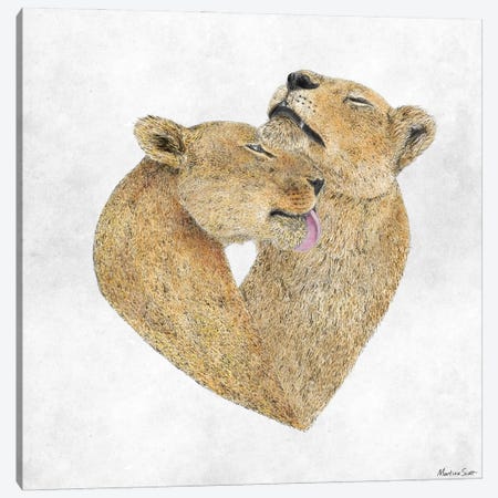 Lioness Lovers Canvas Print #MAS30} by Martina Scott Canvas Art Print