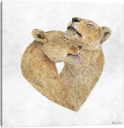 Lioness Lovers Canvas Art Print - Martina Scott