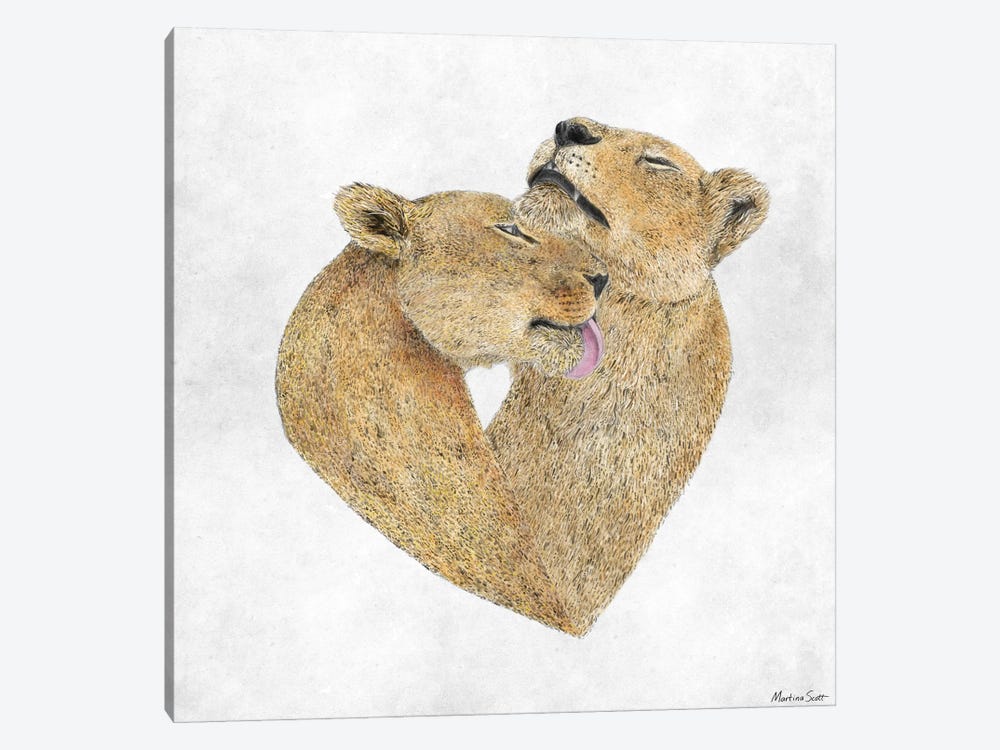 Lioness Lovers by Martina Scott 1-piece Canvas Art Print