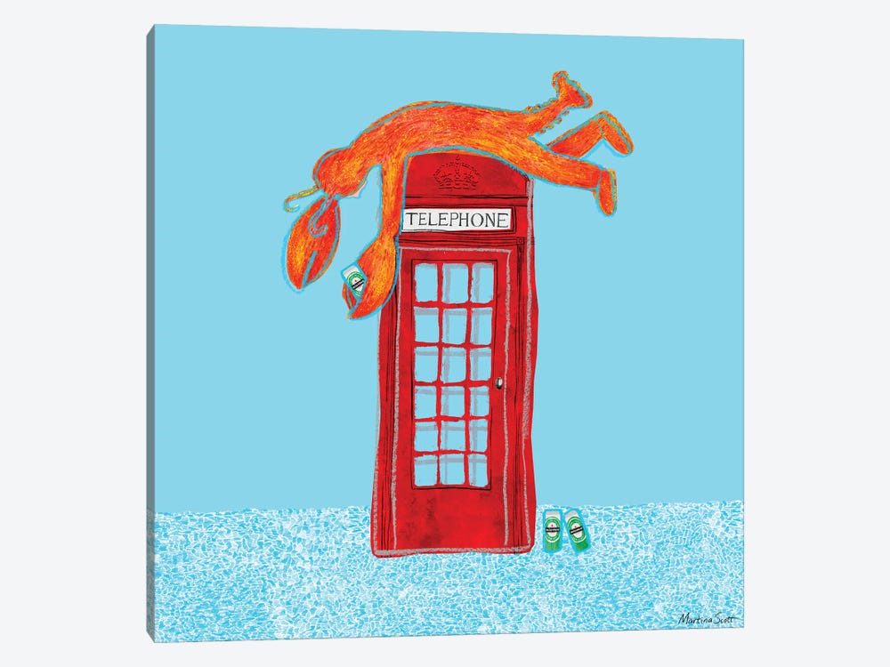 Lobster Telephone II by Martina Scott 1-piece Canvas Wall Art