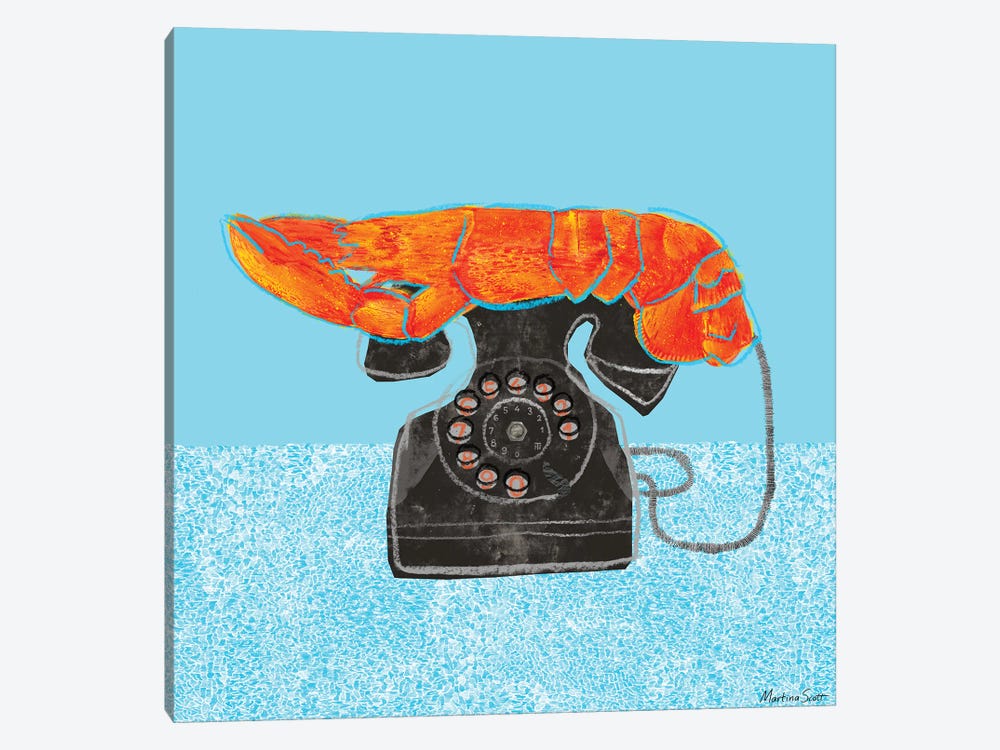 Lobster Telephone by Martina Scott 1-piece Canvas Print