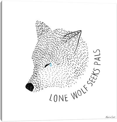 Lone Wolf Seeks Pals Canvas Art Print - Martina Scott
