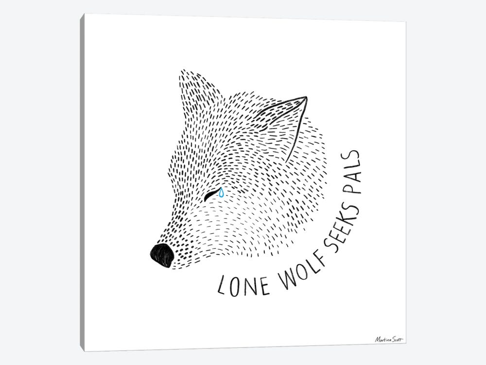 Lone Wolf Seeks Pals by Martina Scott 1-piece Canvas Art