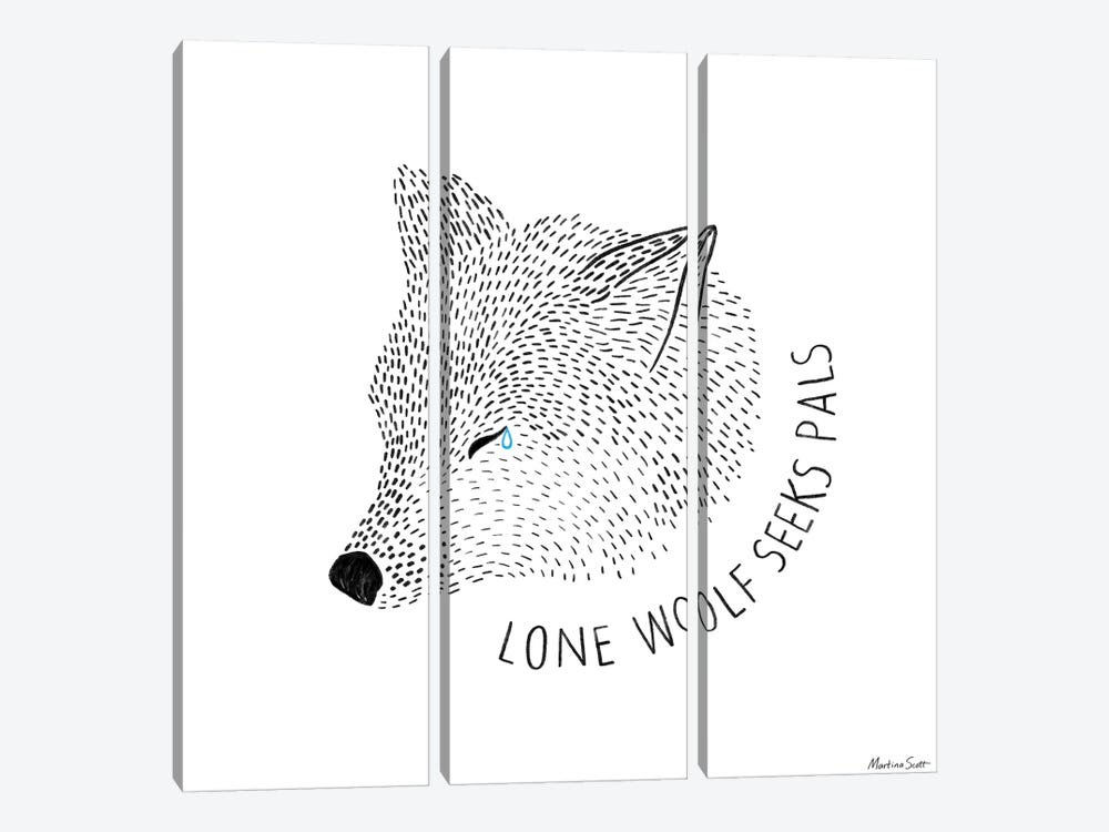 Lone Wolf Seeks Pals by Martina Scott 3-piece Canvas Wall Art