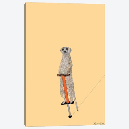Meerkat On A Pogo Stick Canvas Print #MAS34} by Martina Scott Canvas Art