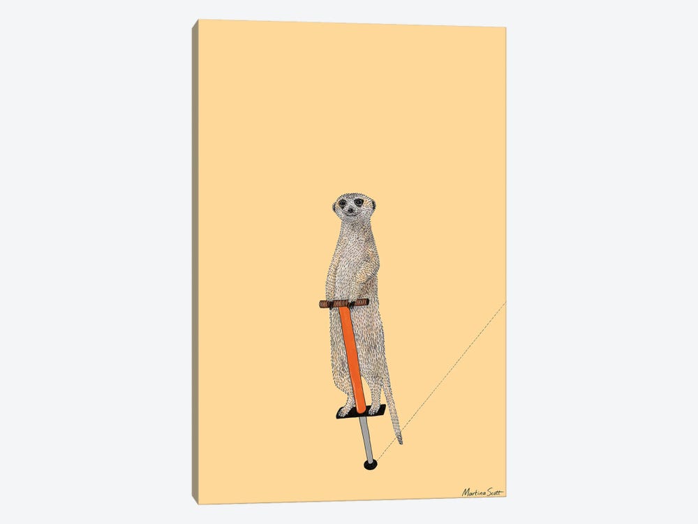 Meerkat On A Pogo Stick by Martina Scott 1-piece Canvas Art Print