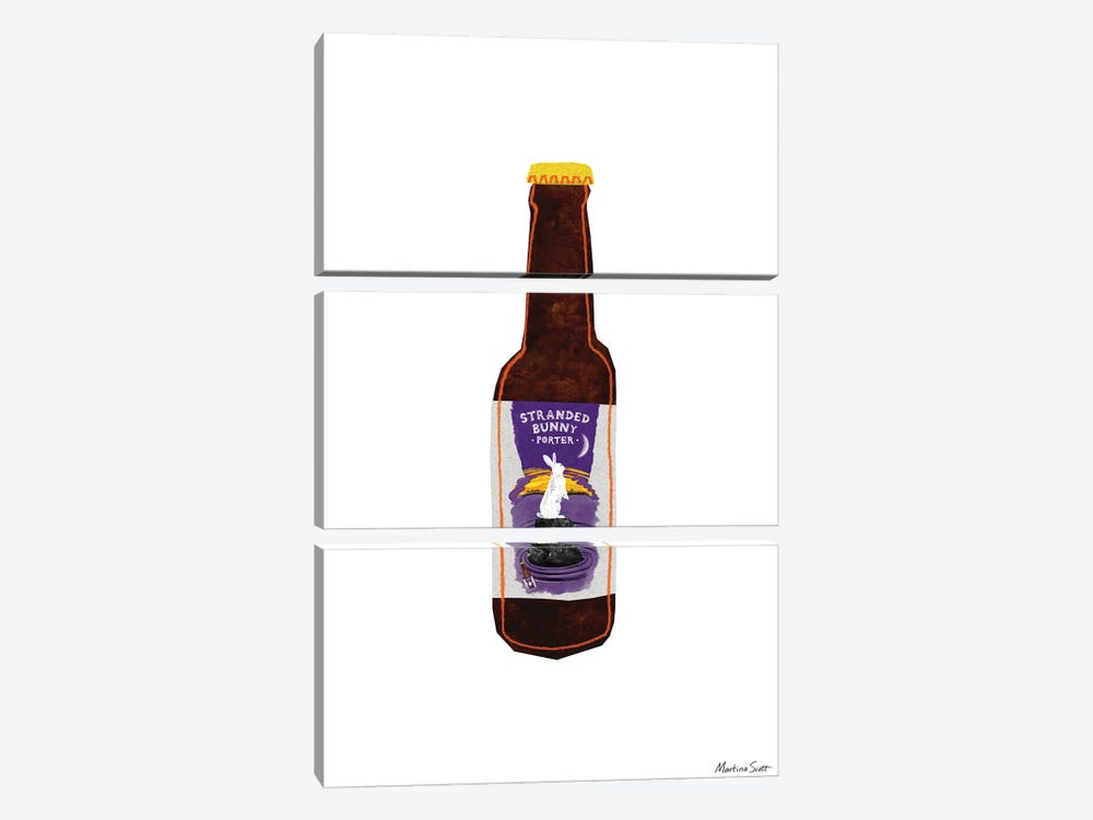 Northern Irish Craft Beer - Stranded Bunny Porter by Martina Scott 3-piece Canvas Art Print