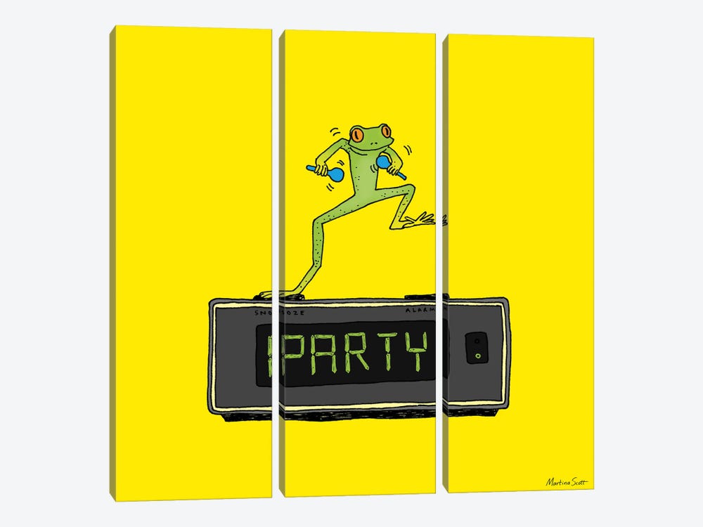 Party Frog by Martina Scott 3-piece Canvas Artwork