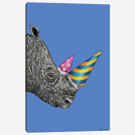 Party Rhino Canvas Print #MAS53} by Martina Scott Art Print
