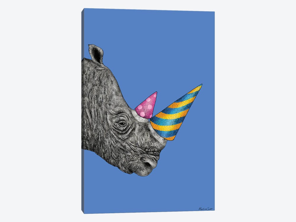 Party Rhino by Martina Scott 1-piece Canvas Art