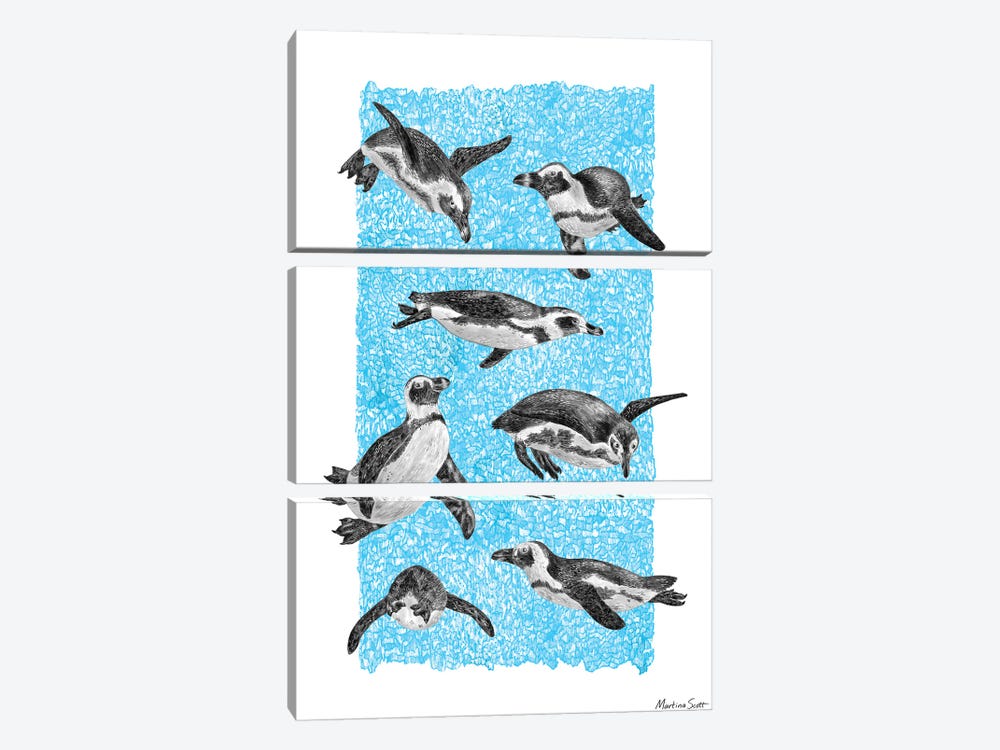 African Penguins by Martina Scott 3-piece Art Print