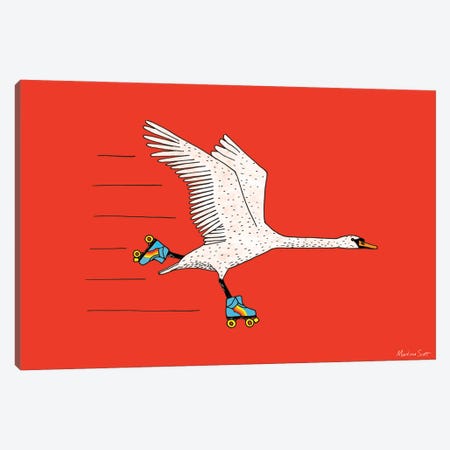 Skating Swan Canvas Print #MAS67} by Martina Scott Art Print