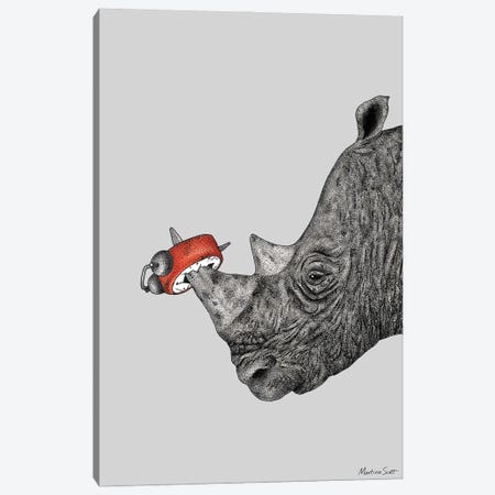 Tired Rhino Canvas Print #MAS78} by Martina Scott Art Print