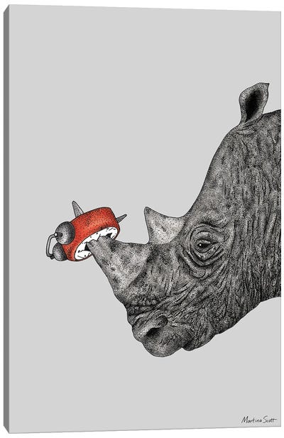 Tired Rhino Canvas Art Print - Rhinoceros Art