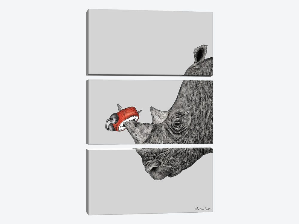 Tired Rhino by Martina Scott 3-piece Art Print
