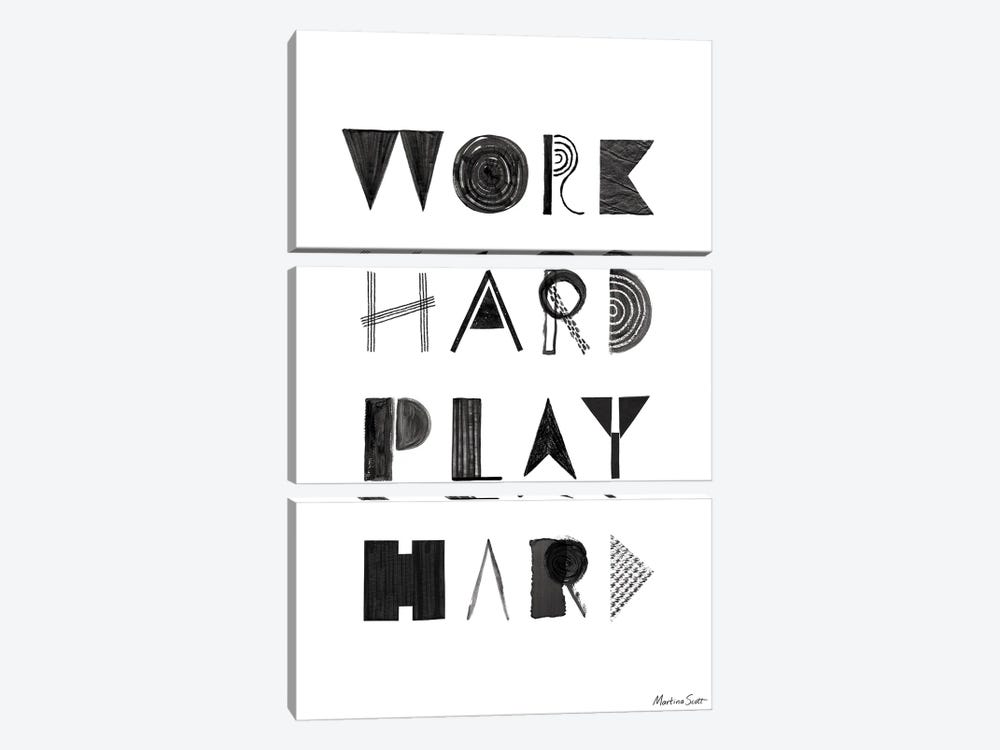 Work Hard Play Hard by Martina Scott 3-piece Art Print
