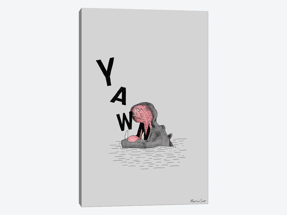 Yawning Hippo by Martina Scott 1-piece Canvas Artwork