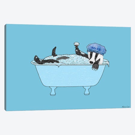 Bathing Badger Canvas Print #MAS8} by Martina Scott Canvas Print