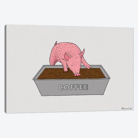 Coffee Pig Canvas Print #MAS90} by Martina Scott Art Print