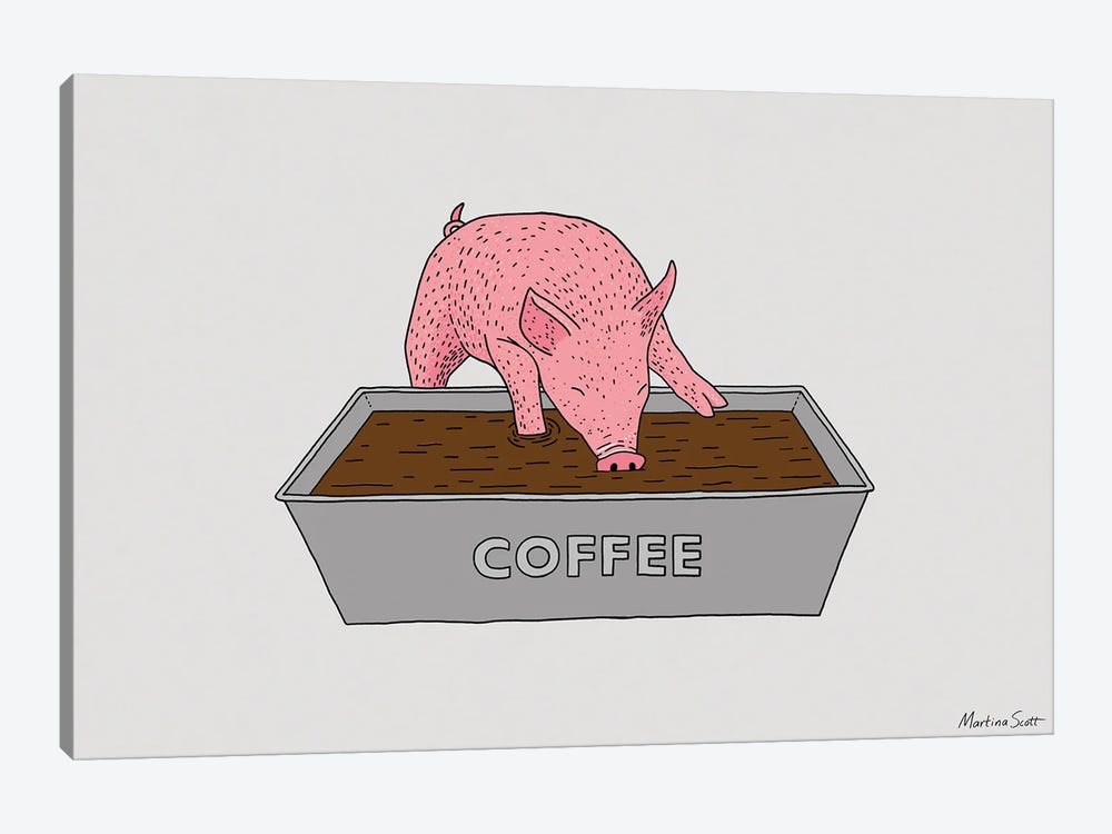 Coffee Pig by Martina Scott 1-piece Art Print