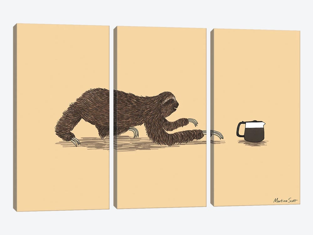 Crawl To The Coffee by Martina Scott 3-piece Canvas Art